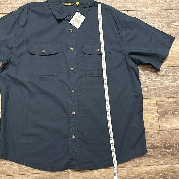 CABELAS SHIRT SHORT SLEEVE BUTTON UP NAVY BLUE 100% COTTON SIZE XL NWT - Picture 6 of 8